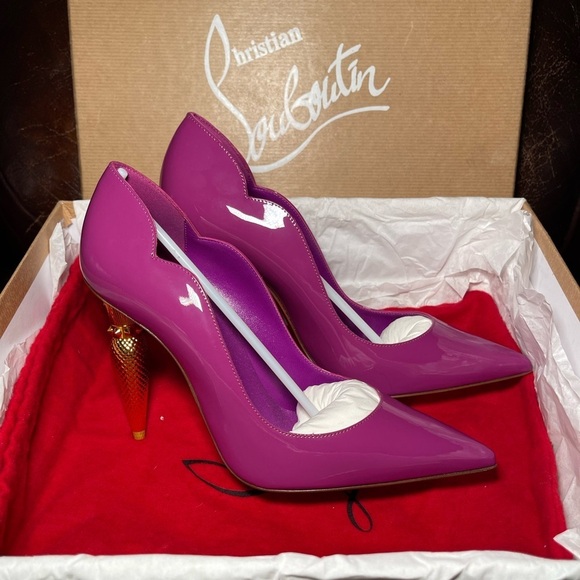 Christian Louboutin lip chick pump 100 patent Kismet Gold EU37.5 - Picture 12 of 15